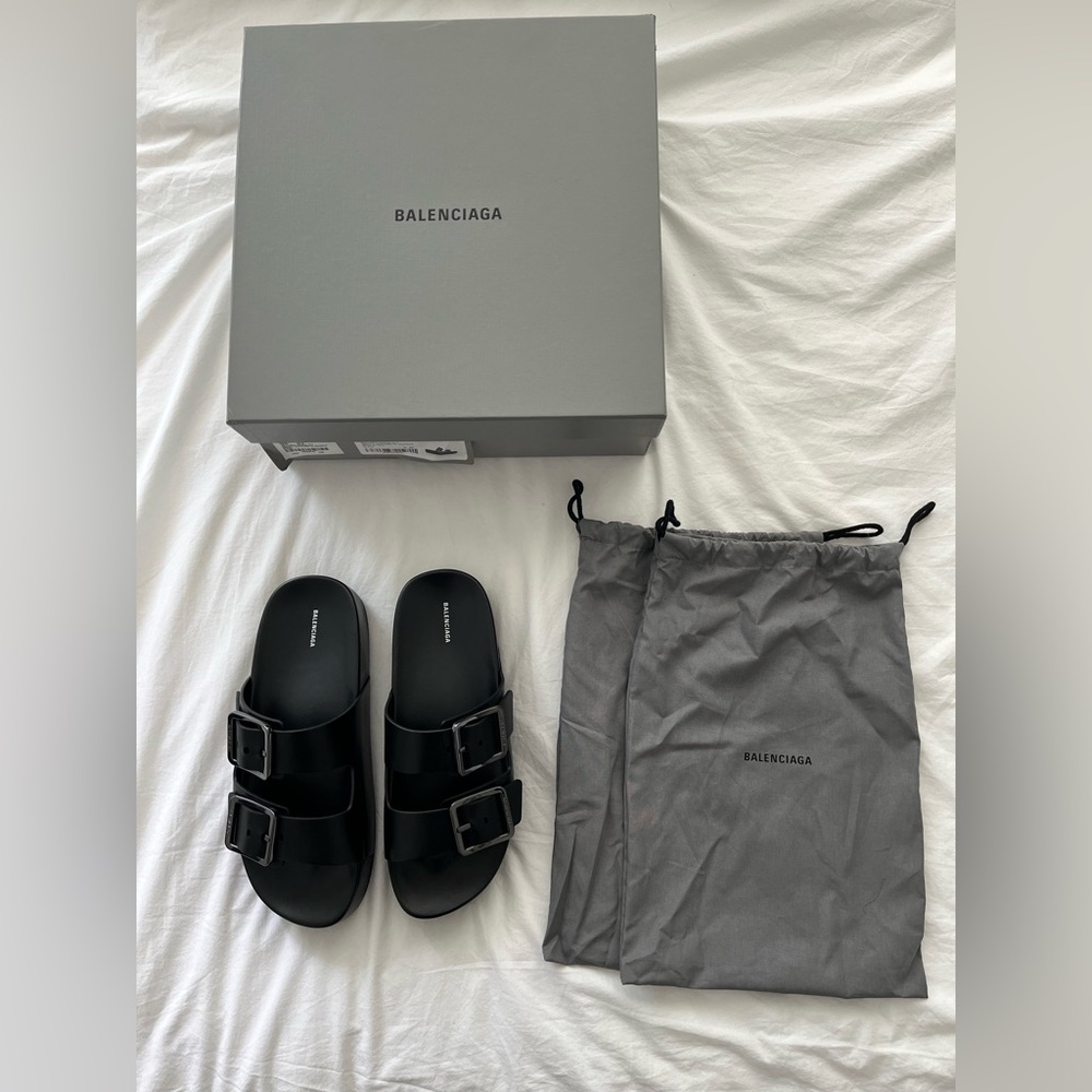 Balenciaga Mallorca Sandals in Black Leather